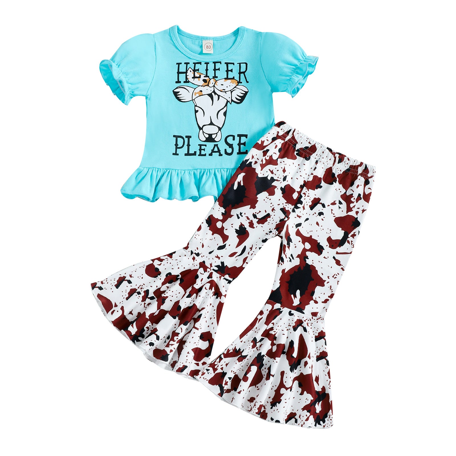 Wholesale Children's Leopard Print Cotton Flared Pants Two-piece Set
